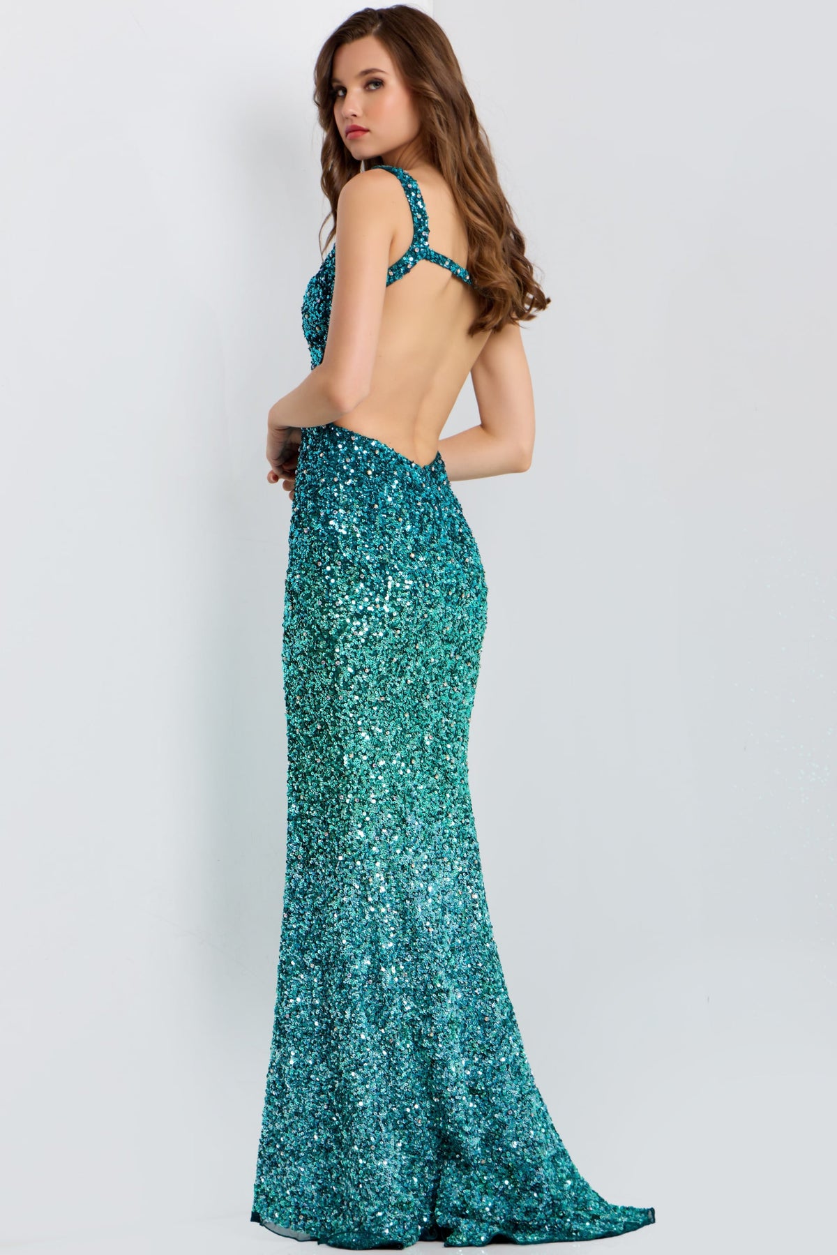 Jovani 46066 Sequin Cutout Gown With High Slit
