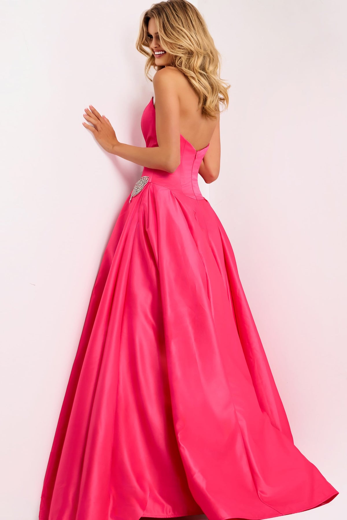 Jovani 47096 Strapless Ball Gown with Rhinestone Bow Accents