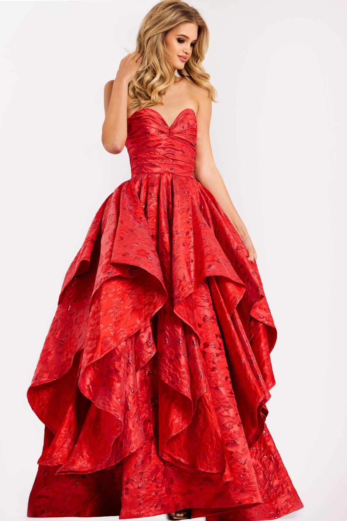 Jovani 47394 Strapless Tiered Ball Gown Prom Dress