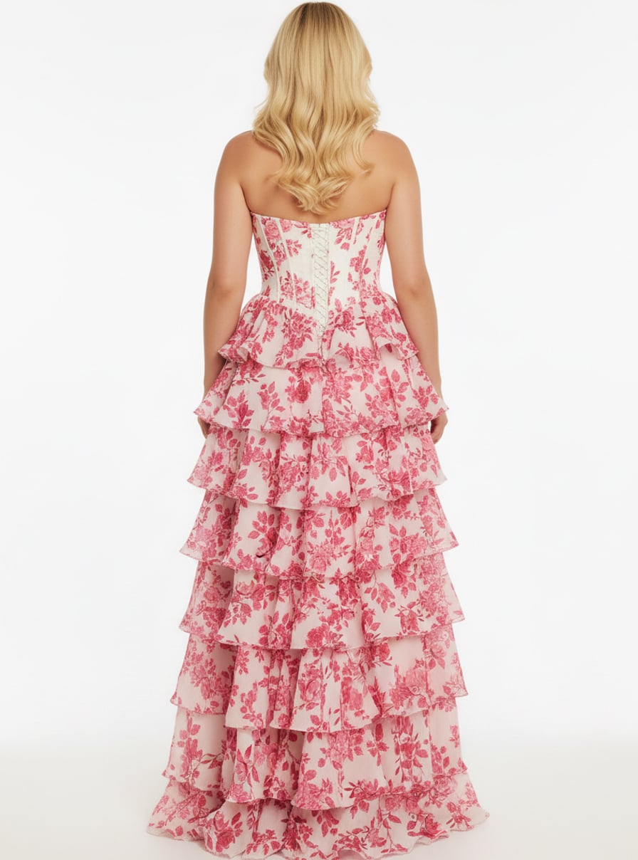 Jovani 47404 Sweetheart Bodice with Cascading Floral Ruffles