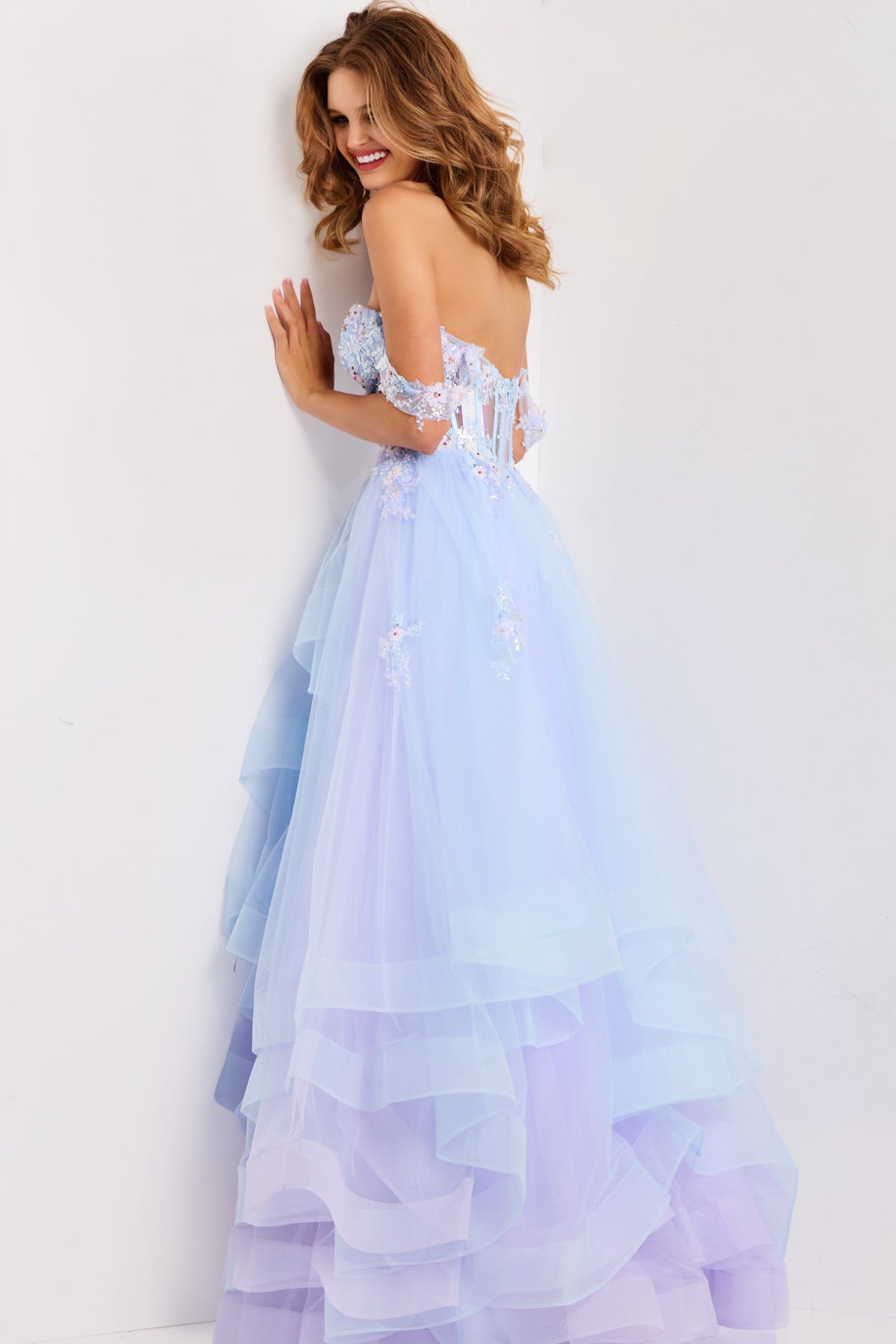 Jovani 47427 Strapless Ball Gown with Floral Corset
