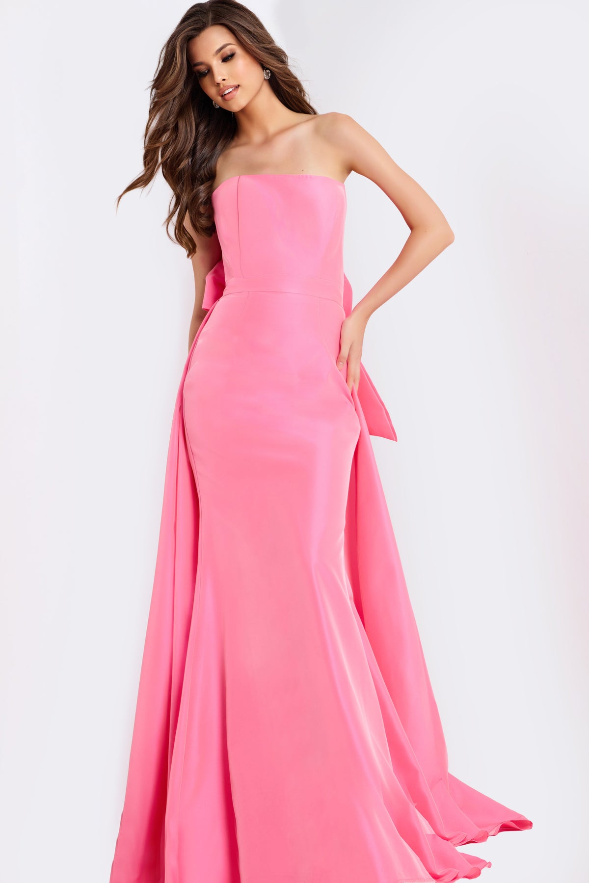 Jovani 47495 Strapless Satin Ball Gown With Back Bow