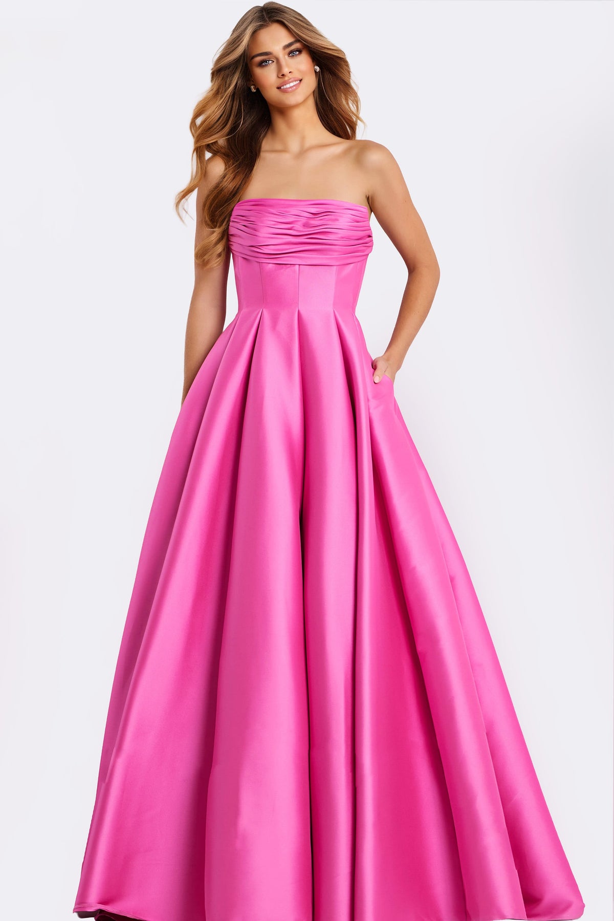 Jovani 47570 Strapless Ball Gown With Pleated Bodice