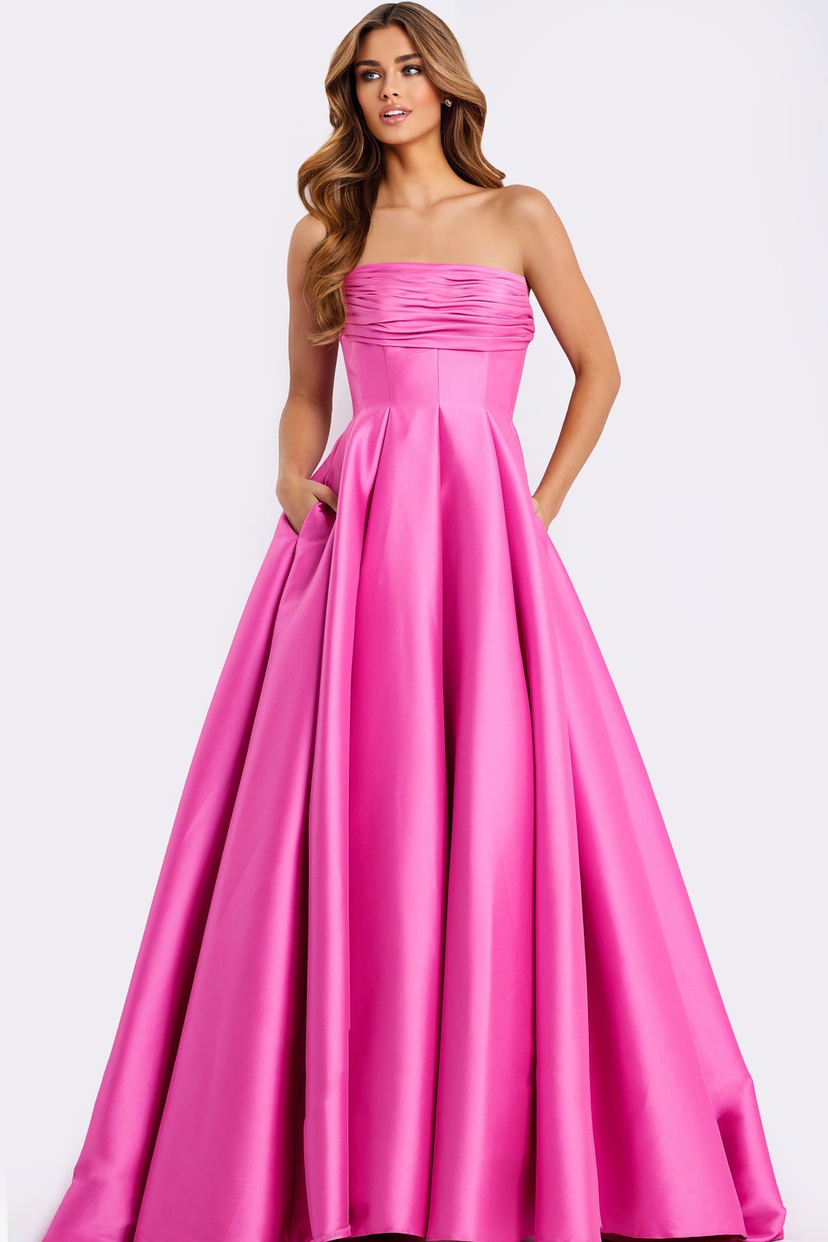 Jovani 47570 Strapless Ball Gown With Pleated Bodice