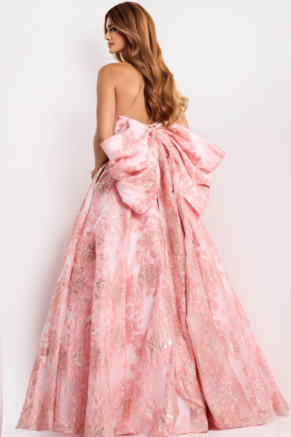 Jovani 47702 Floral Ball Gown With Oversized Bow