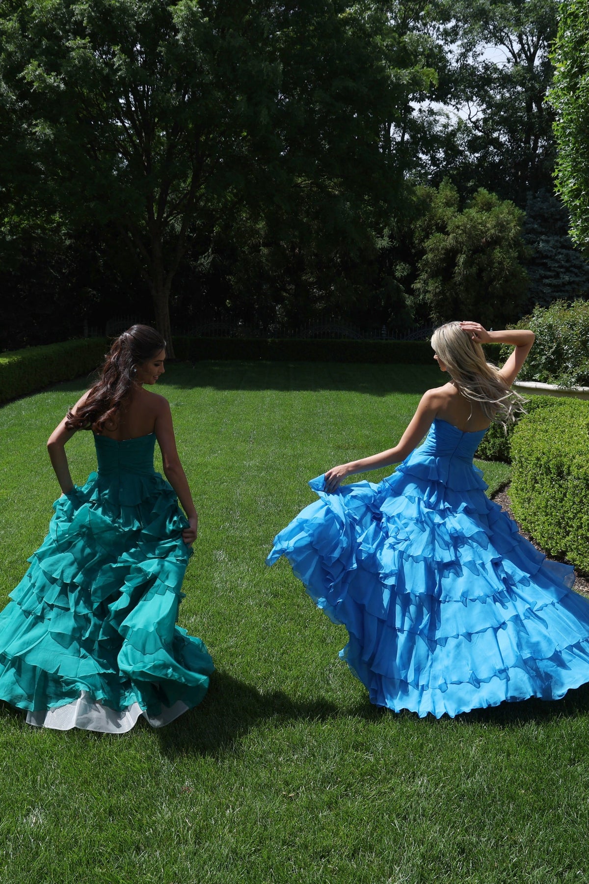 Jovani 47743 Strapless Tiered Ruffle Gown with Knotted Bodice