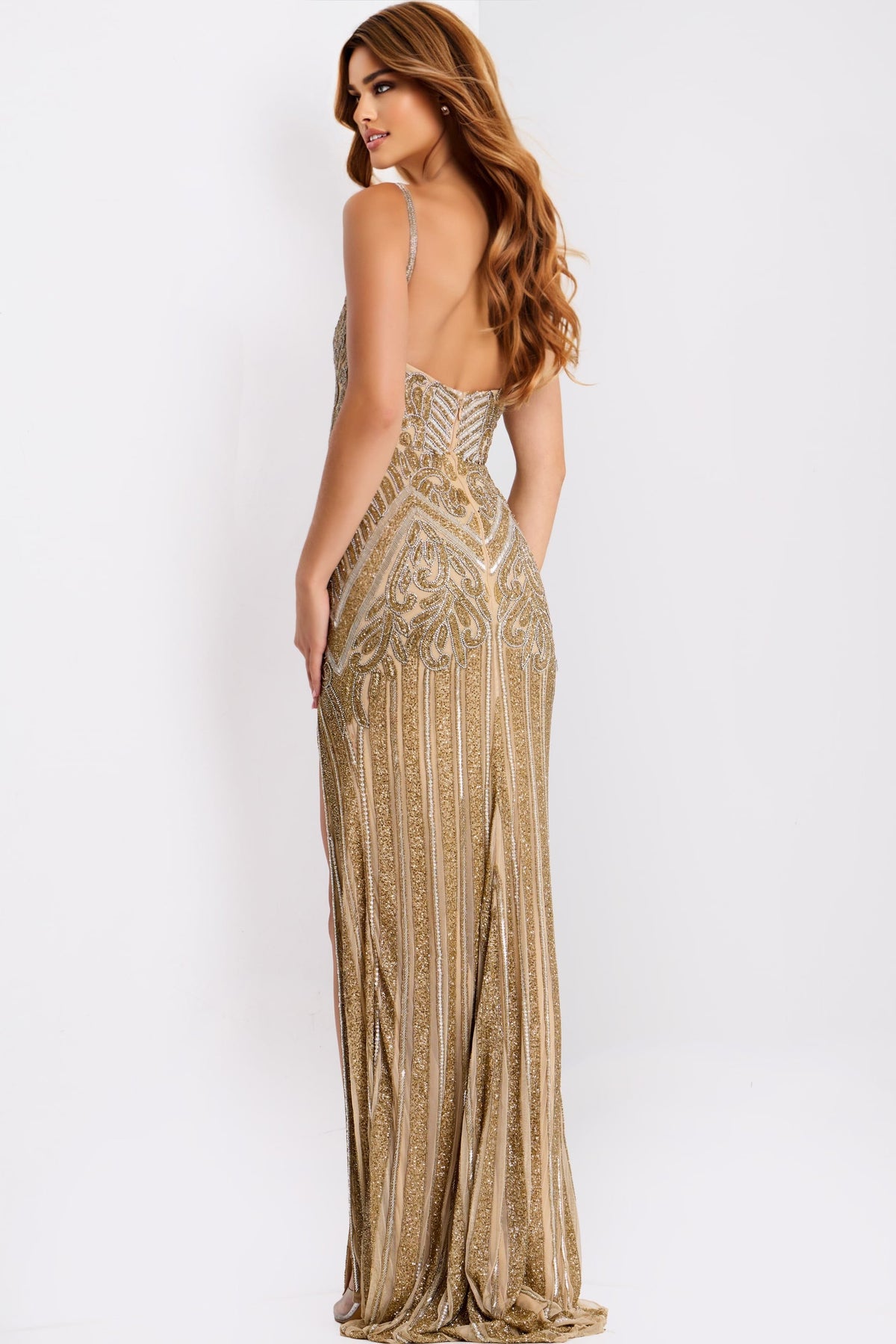 Jovani 49810 Beaded Prom Dress With Keyhole and High Slit