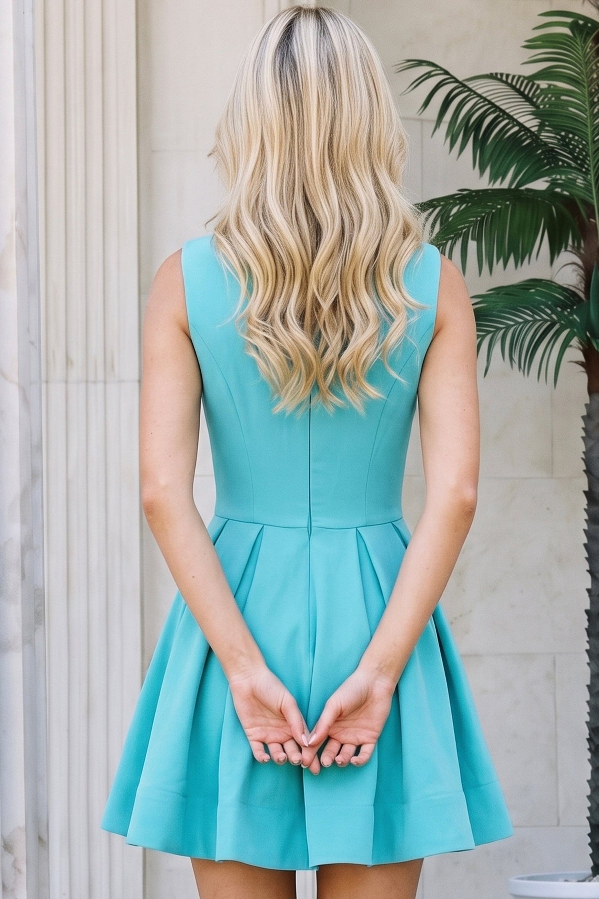 Jovani Cocktail Dress Jovani 41046 Structured V Neck Fit And Flare Short Dress