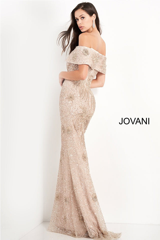 Jovani Couture Dress Jovani 03412 Off the Shoulder Beaded Evening Dress