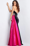 Jovani Couture Gown Jovani 26117 Black Fuchsia Strapless Velvet Gown