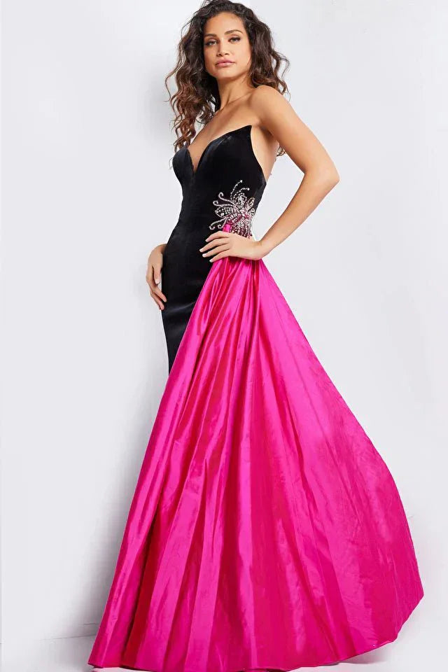 Jovani Couture Gown Jovani 26117 Strapless Velvet Gown