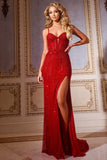 Jovani Dress Jovani 42541 Sparkling Gown with Sweetheart Neckline and Thigh-High Slit