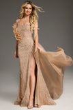 Jovani Dress Jovani 45071 Strapless Sequin Gown With Ruffled Detail