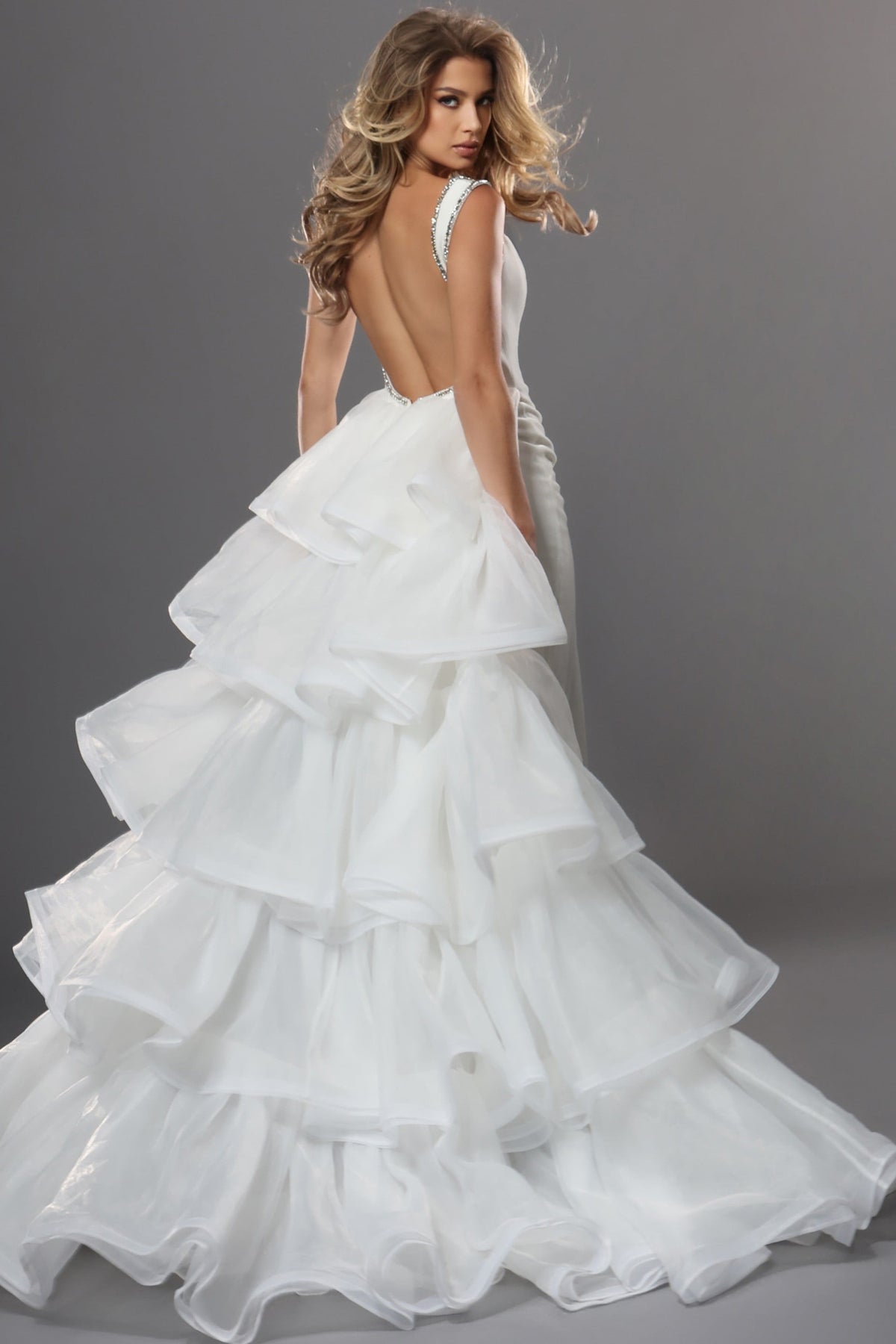 Jovani Evening Dress Beaded High Slit Tiered Fit And Flare Dress - Jovani 42661