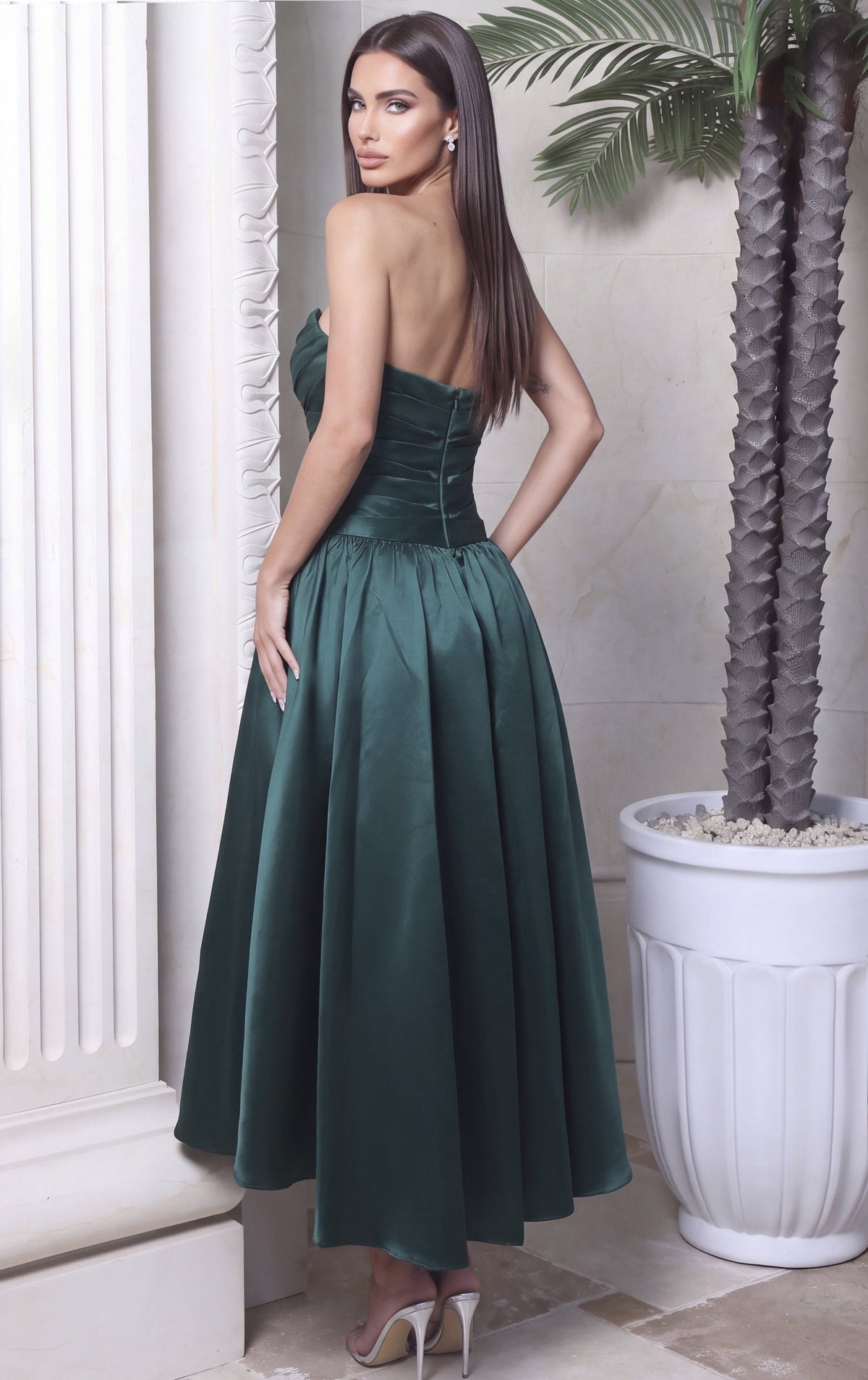 Jovani Evening Dress Dark Teal Strapless Gathered Bodice Fit And Flare Gown - Jovani 55101