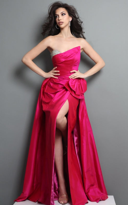 Jovani Evening Dress Hot Pink Strapless Sweetheart Sequin Fit And Flare Dress - Jovani 47251