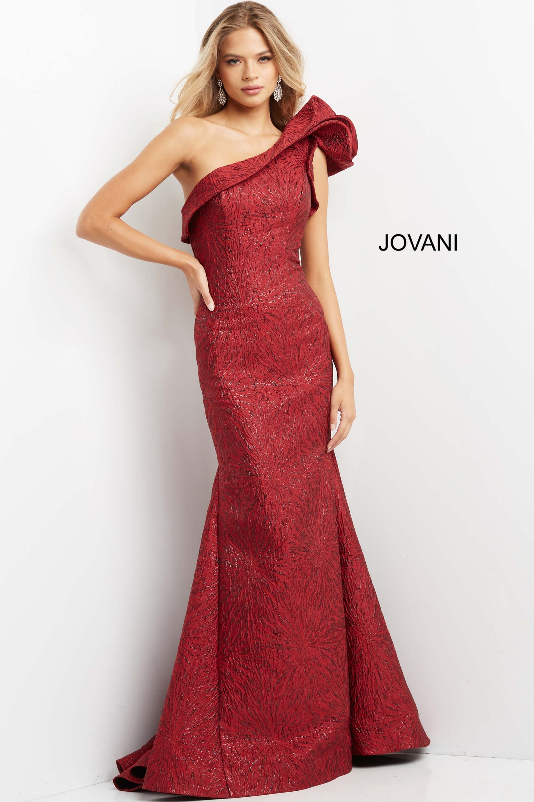 Jovani Evening Dress Jovani 05176 One Shoulder Mermaid Evening Gown