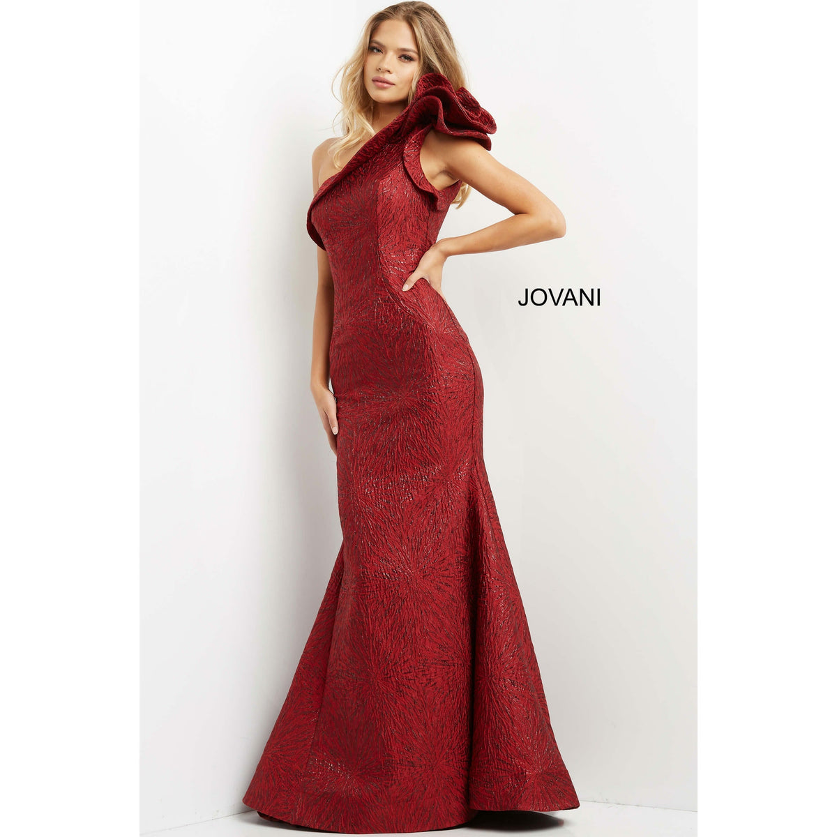 Jovani Evening Dress Jovani 05176 One Shoulder Mermaid Evening Gown