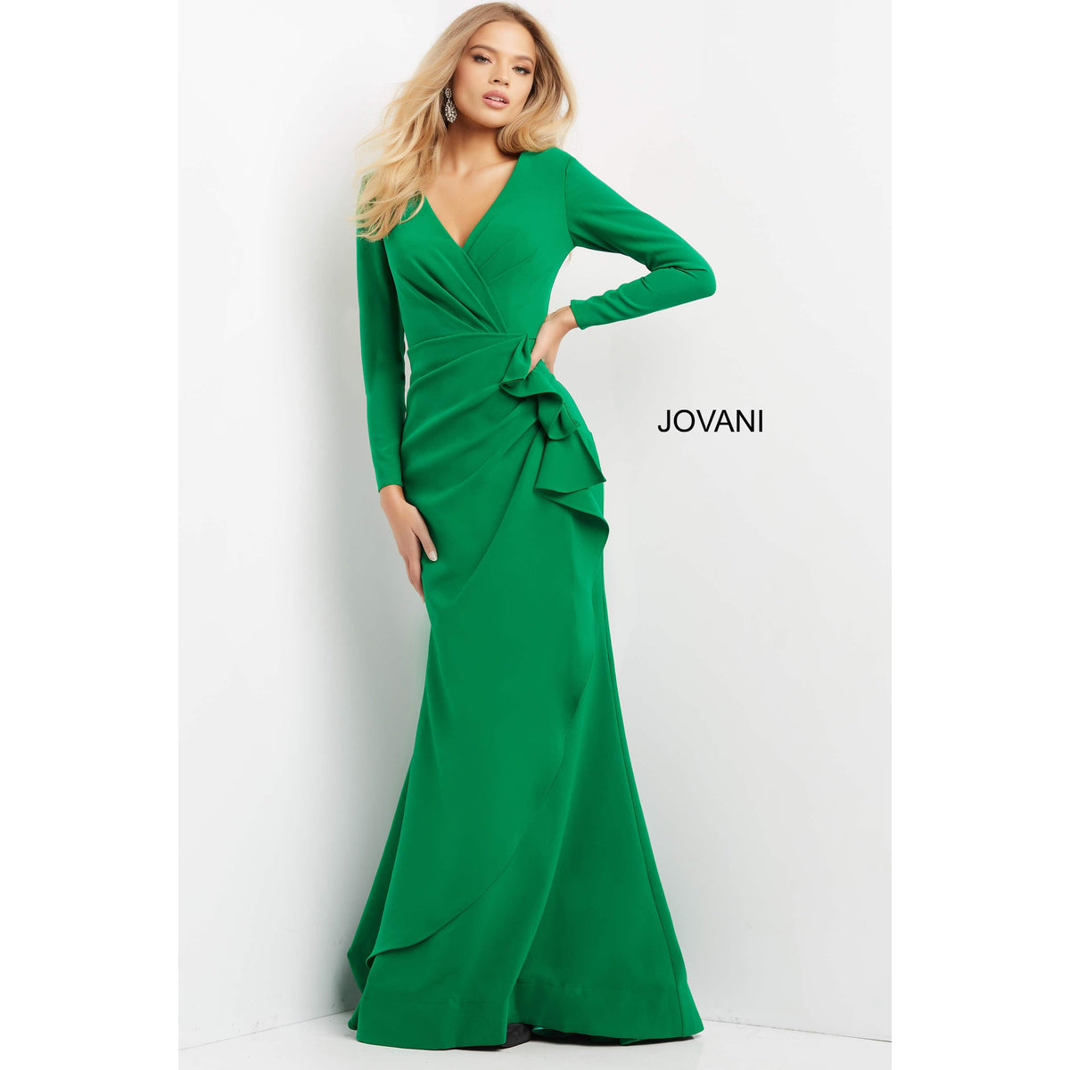 Jovani Evening Dress Jovani 06995 Long Sleeve V Neck Evening Dress