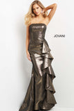 Jovani Evening Dress Jovani 07582 Bronze Metallic Strapless Evening Gown