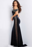 Jovani Evening Dress Jovani 36587 Black Velvet Embellished Gown