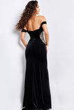 Jovani Evening Dress Jovani 36733 Black Off the shoulder Velvet Dress