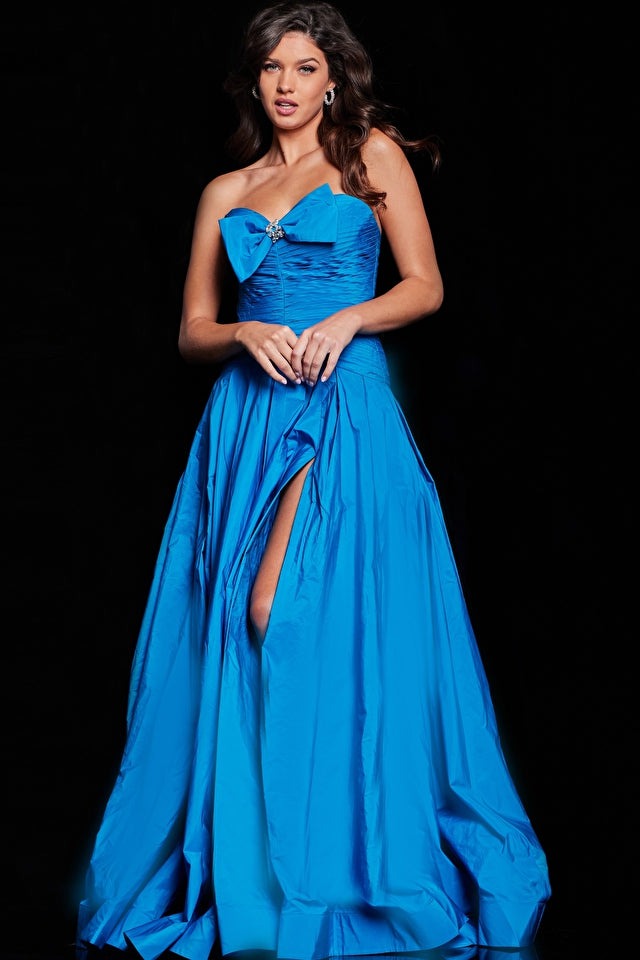 Jovani Evening Dress Jovani 37066 Peacock Strapless Taffeta Dress