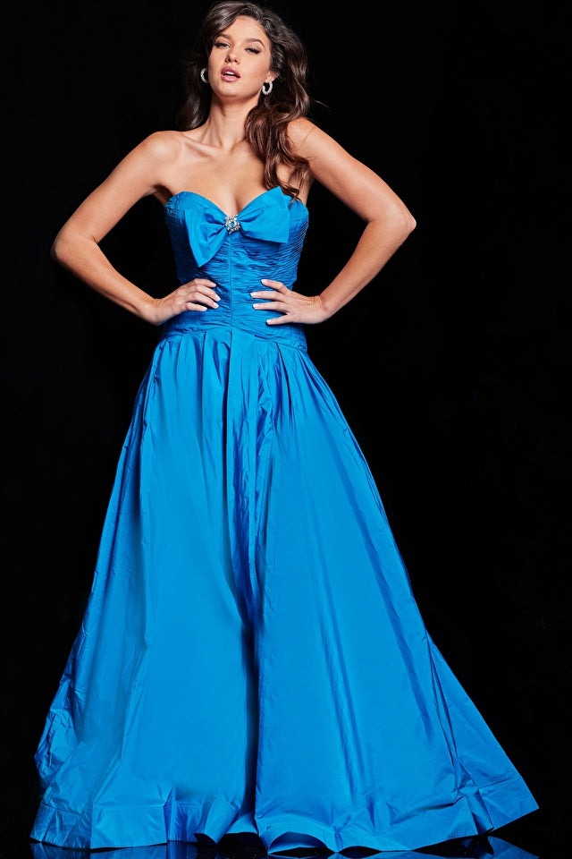 Jovani Evening Dress Jovani 37066 Peacock Strapless Taffeta Dress