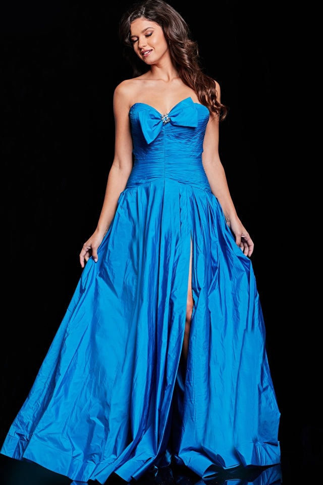 Jovani Evening Dress Jovani 37066 Peacock Strapless Taffeta Dress