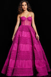Jovani Evening Dress Jovani 37157 Raspberry Tulle Corset Bodice A Line Gown