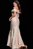 Jovani Evening Dress Jovani 37394 Cream Off the Shoulder Mermaid Evening Gown