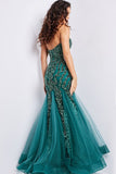 Jovani Evening Dress Jovani 37412 Emerald Sequin Embellished Gown