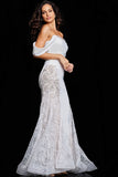 NorasBridalBoutiqueNY Jovani 38501 Ivory Off the Shoulder Embellished Dress