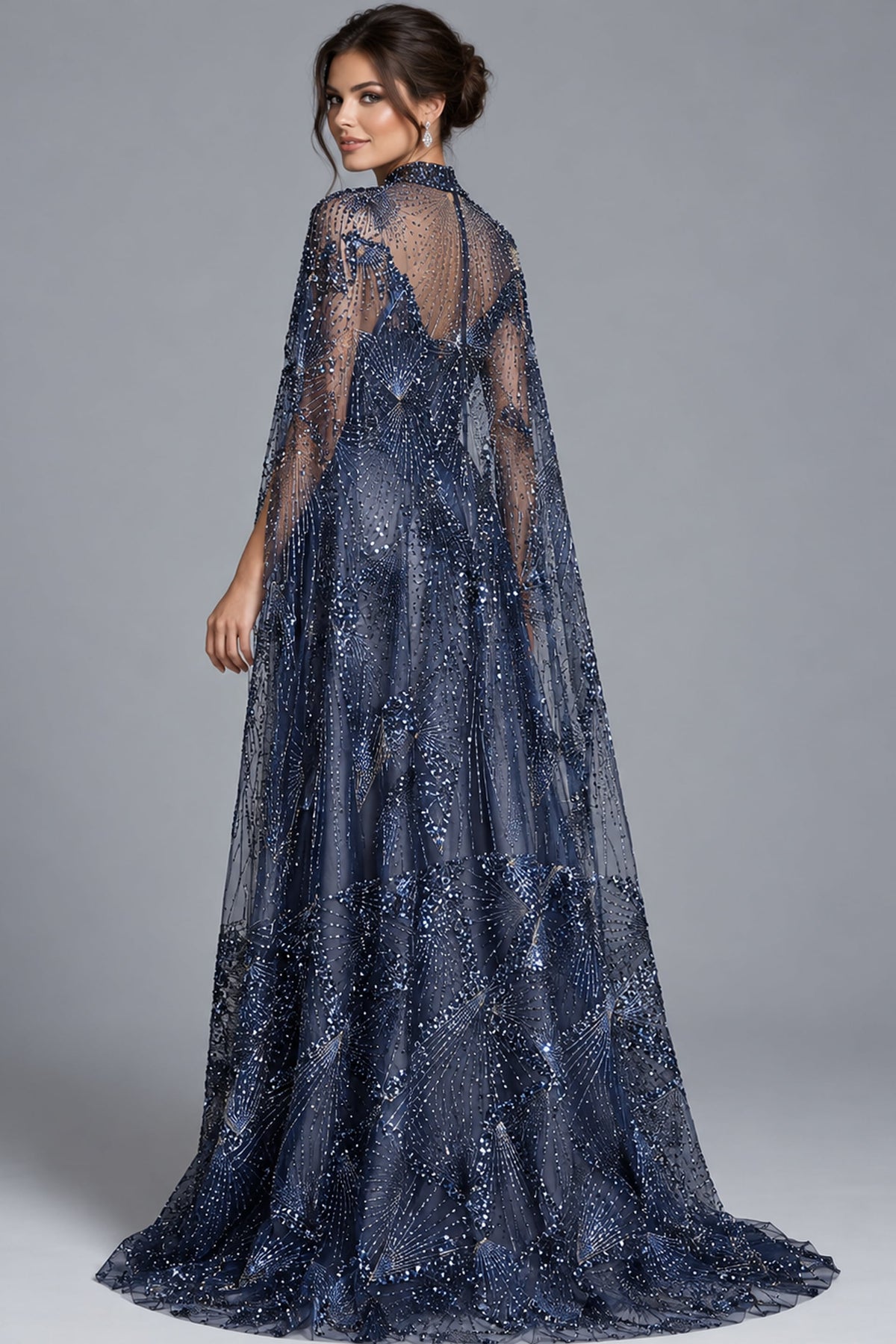 Jovani Evening Dress Jovani 39214 Strapless Gown With Beaded Sheer Cape