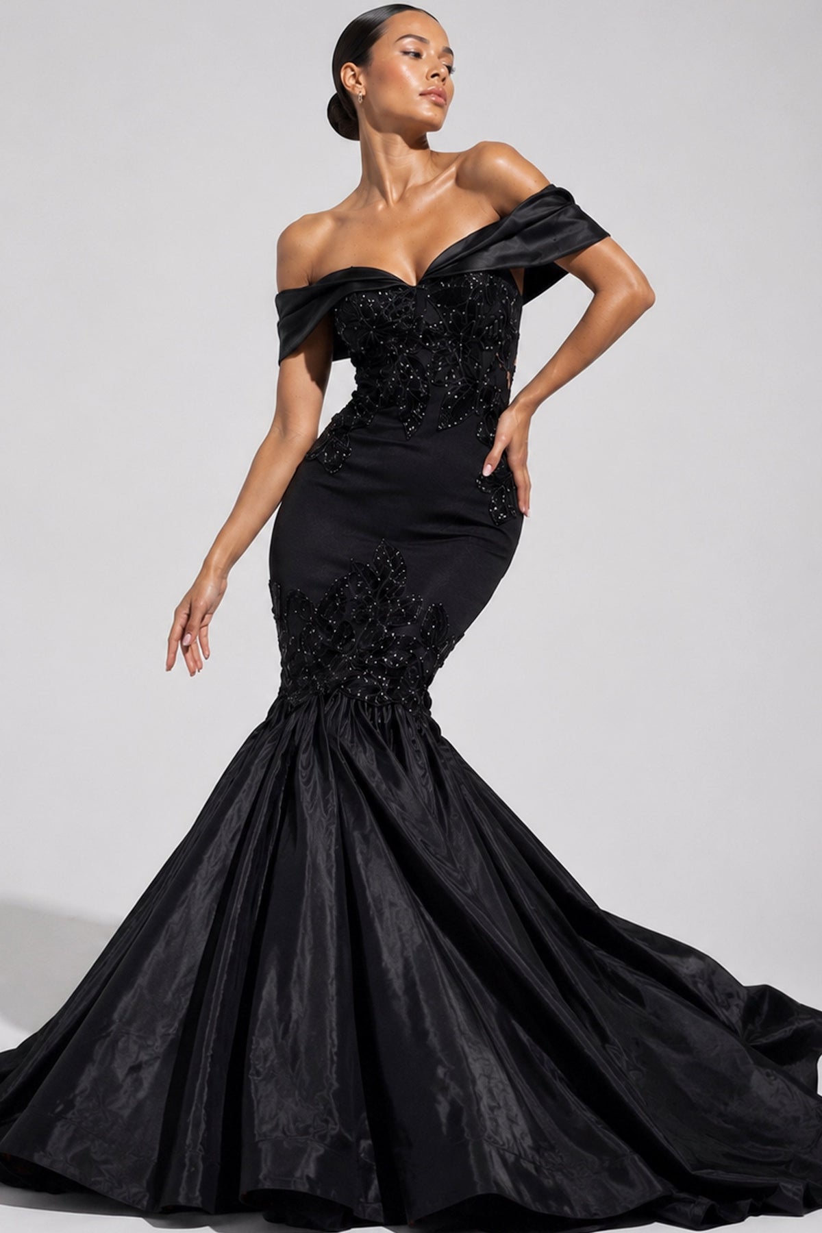 Jovani Evening Dress Jovani 50209 Off Shoulder Beaded Appliqué Mermaid Evening Gown