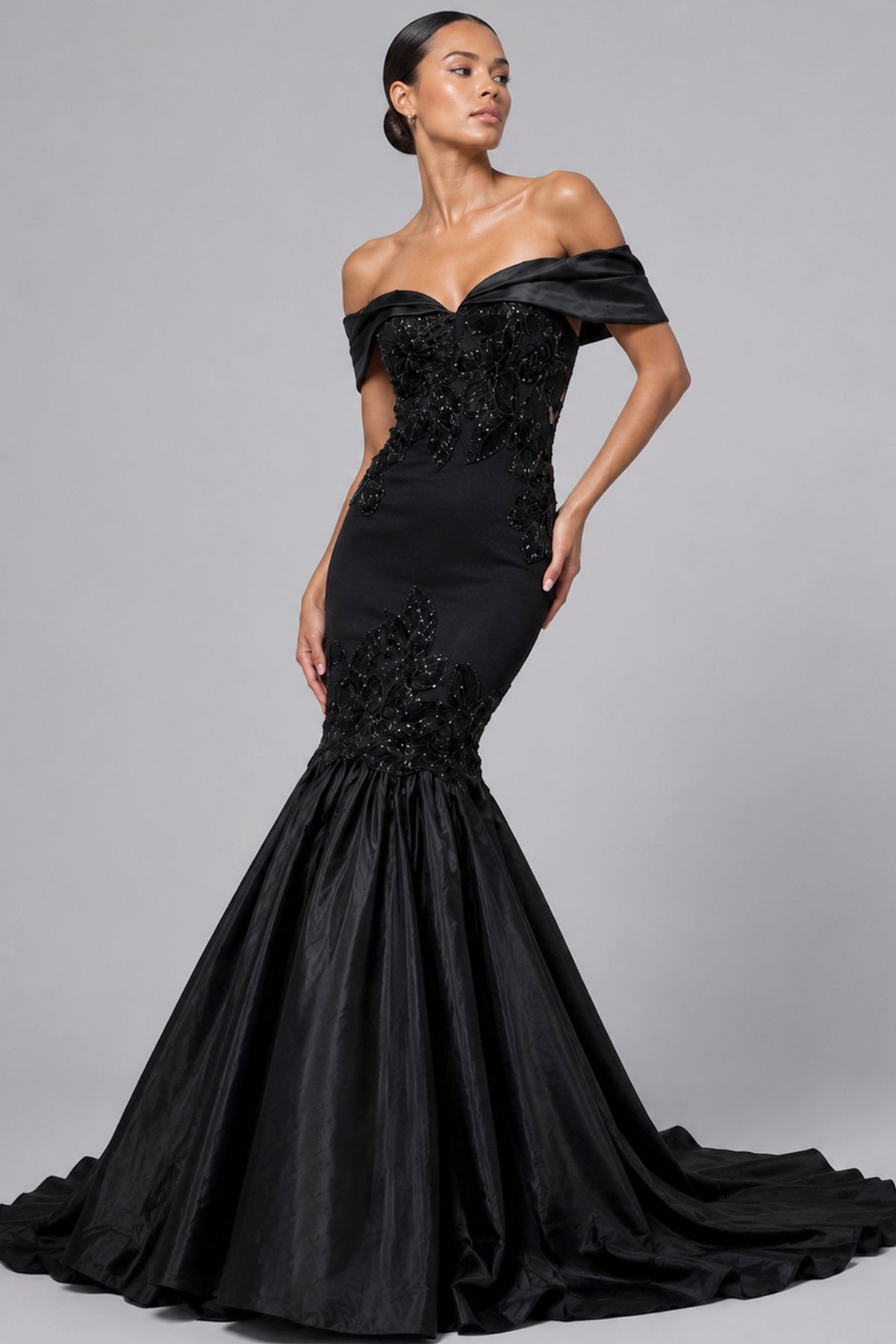 Jovani Evening Dress Jovani 50209 Off Shoulder Beaded Appliqué Mermaid Evening Gown