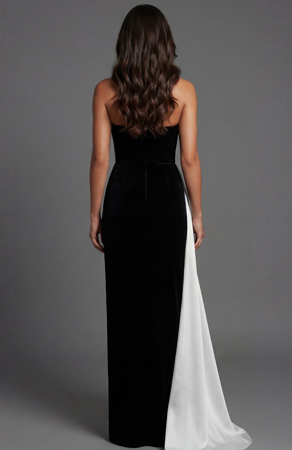 Jovani Evening Dress Jovani 50241 Strapless Velvet Gown With Contrast Drape