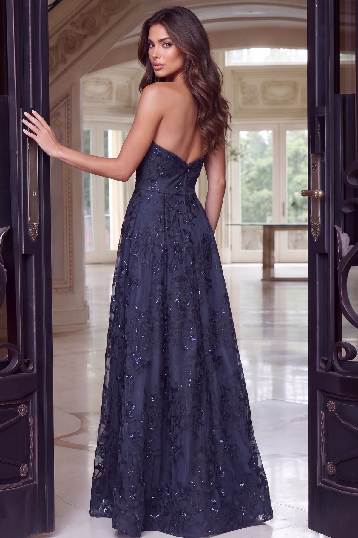 Jovani Evening Dress Jovani 51665 Strapless Peplum Mermaid Gown With Flared Skirt