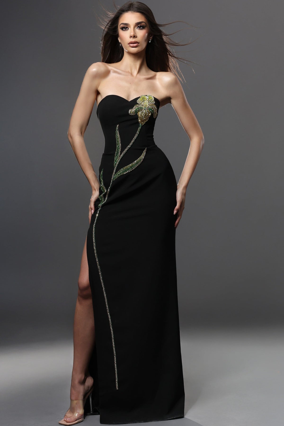 Jovani Evening Dress Jovani 51902 Embellished Flower Design Sheath Dress