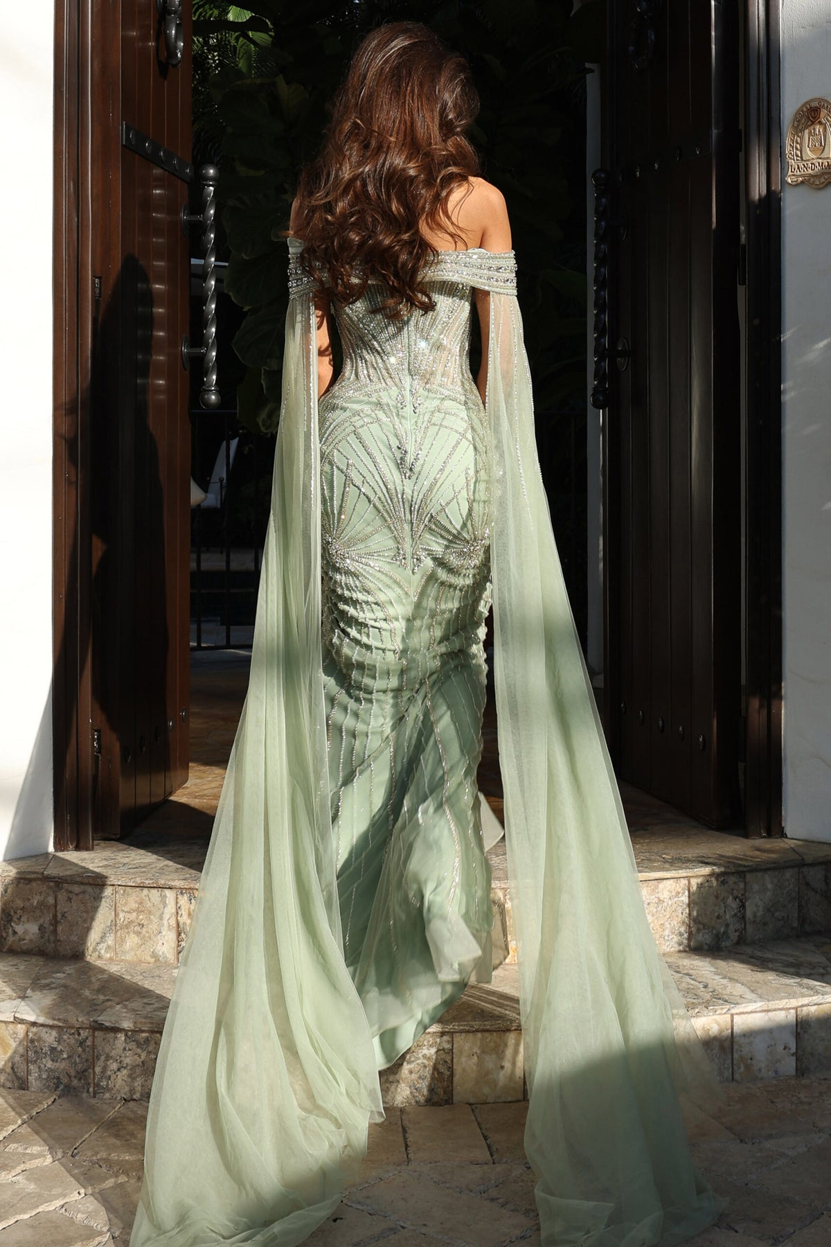 Jovani Evening Dress Jovani 52207 Beaded Off The Shoulder Couture Evening Gown