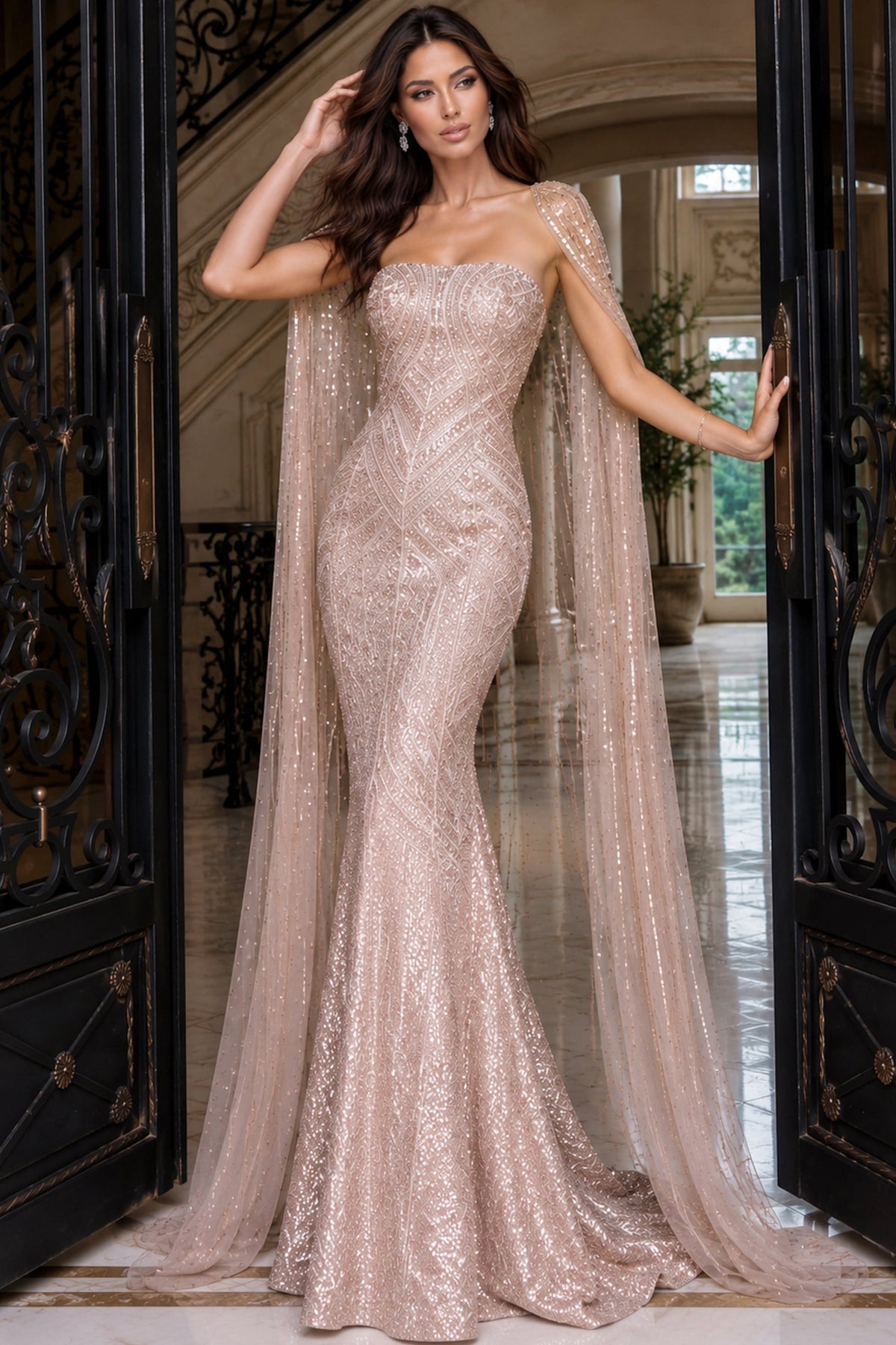 Jovani Evening Dress Jovani 52485 Sequin Embellished Strapless Mermaid Gown