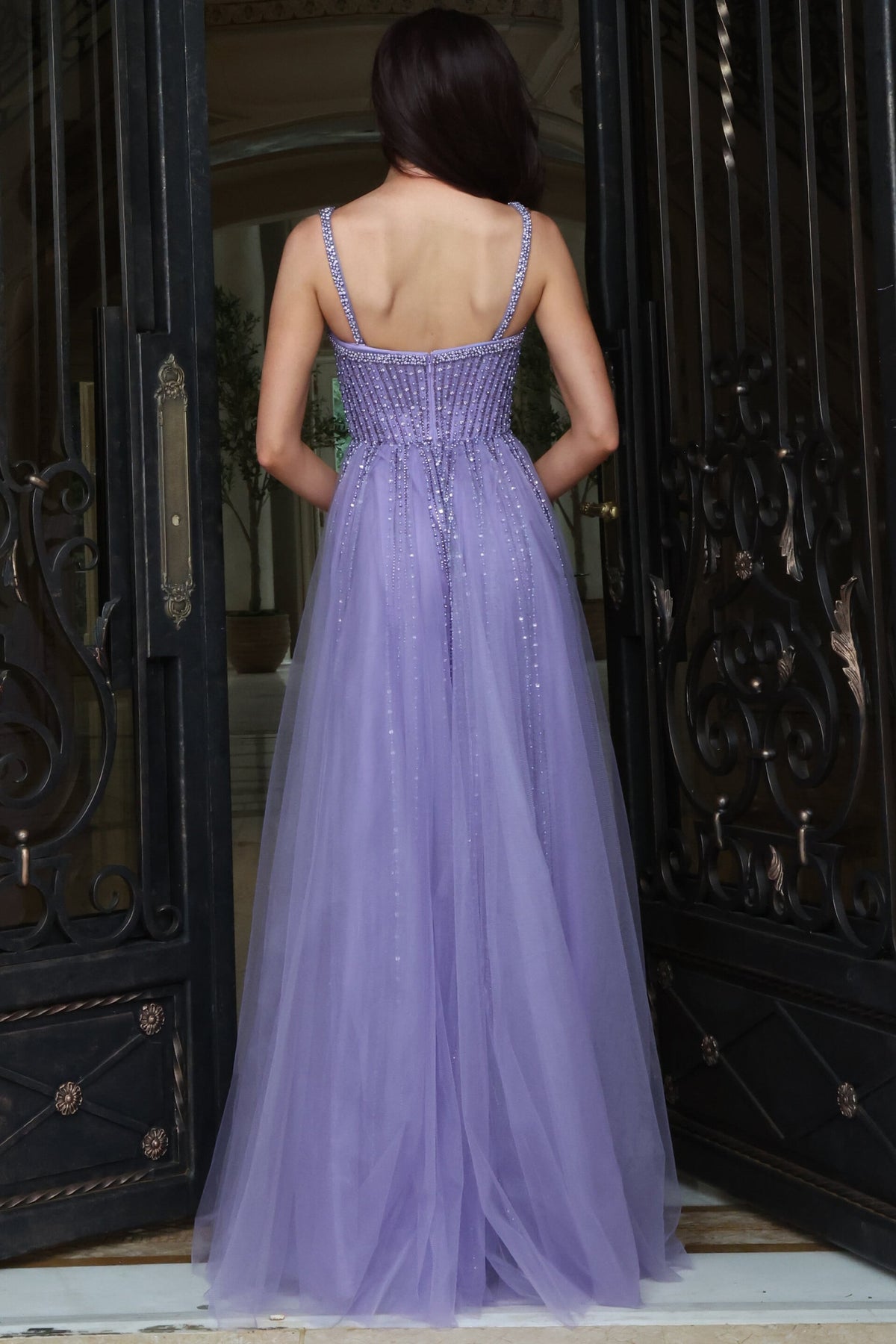 Jovani Evening Dress Jovani 54821 Beaded Tulle Ball Gown With Sweetheart Corset Bodice