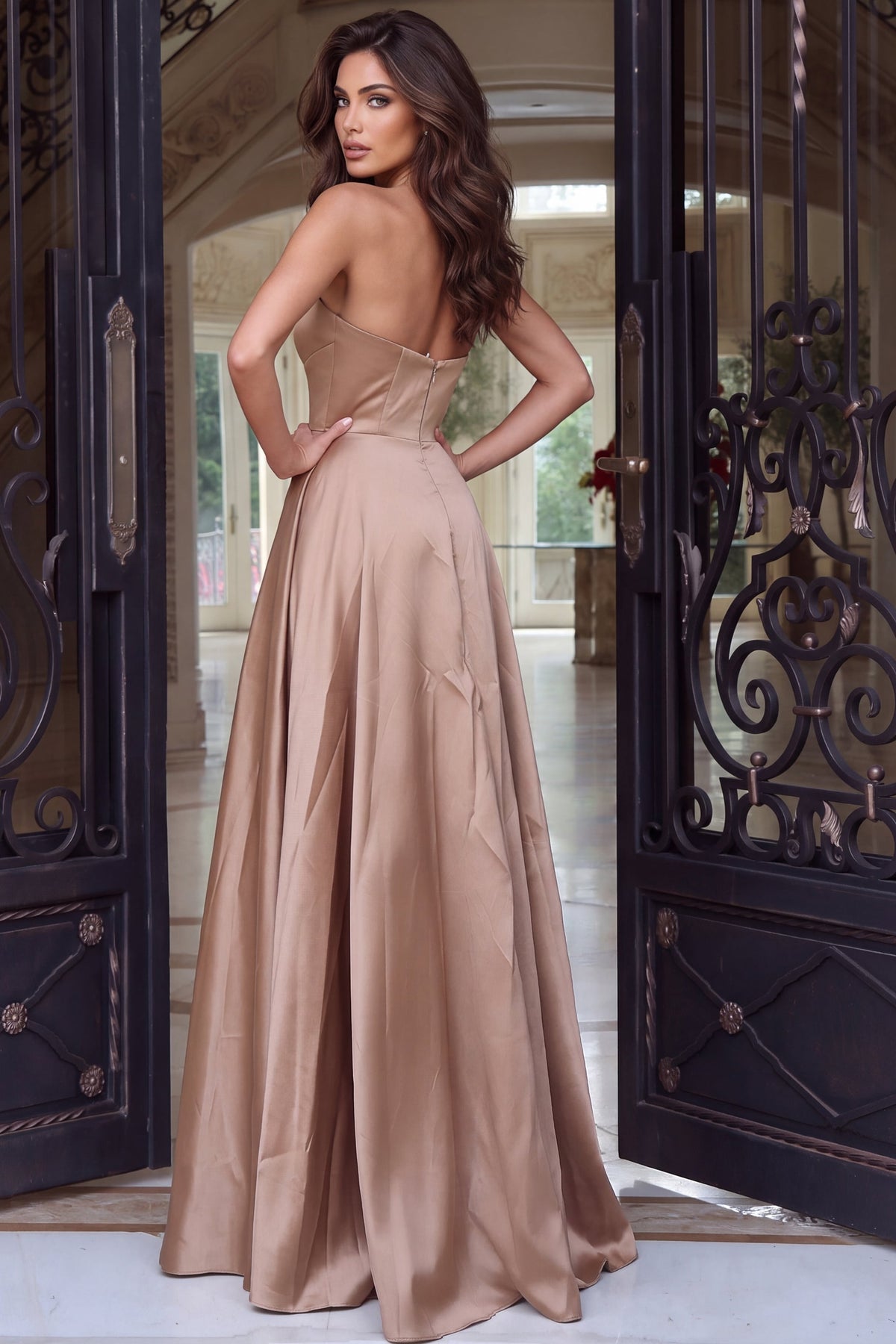 Jovani Evening Dress Jovani 55133 Strapless Organza Gown With Sequin Applique