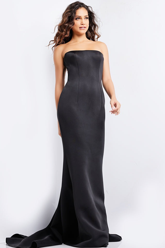 Jovani Evening Dresses Jovani 07427 Black Strapless Simple Dress