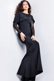 Jovani Evening Dresses Jovani 26062 Black Long Embellished Sleeves Fitted Dress