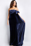 Jovani Evening Dresses Jovani 37391 Navy Off the shoulder Straight Neck Gown