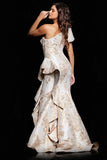 Jovani Evening Dresses Jovani 38935 Gold One Shoulder Ruffle Skirt Dress