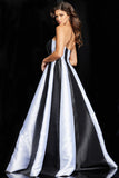 Jovani Evening Gown Jovani 23728 Black Ivory Strapless A Line Gown