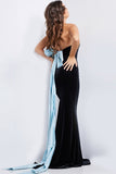 Jovani Evening Gown Jovani 26227 Black Light Blue Strapless Fitted Gown