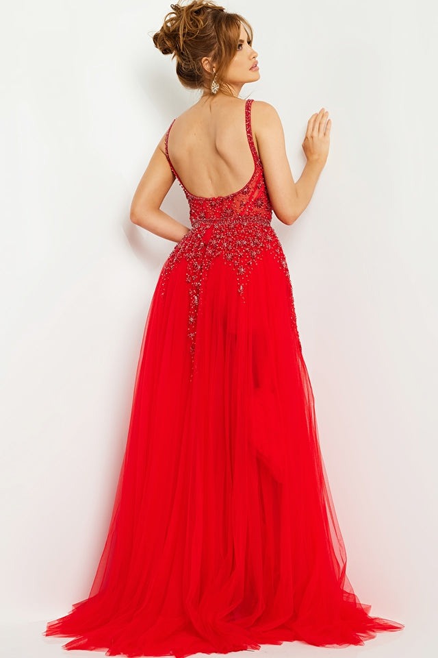 Jovani Jovani 03954 Beaded Bodice Open Back Gown